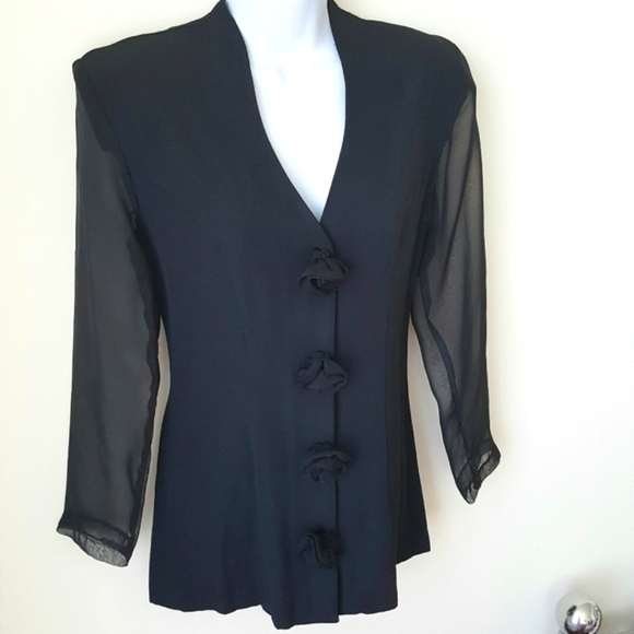 Vintage Sexy Jacket Sheer Sleeves 40s Style Retro Dressy  Size 7 Junior V Neck - Picture 2 of 8